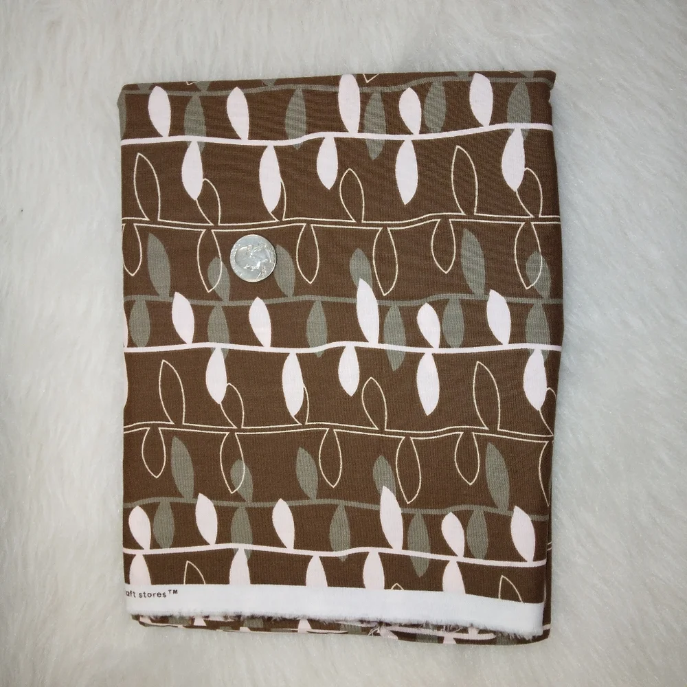 FABRIC 100% cotton Vertical vines on Brown, 1 yard plus 10 inches